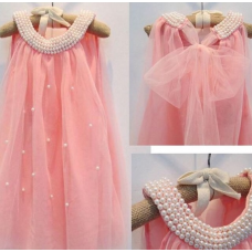 Pearl collar soft dress- Blush Pink